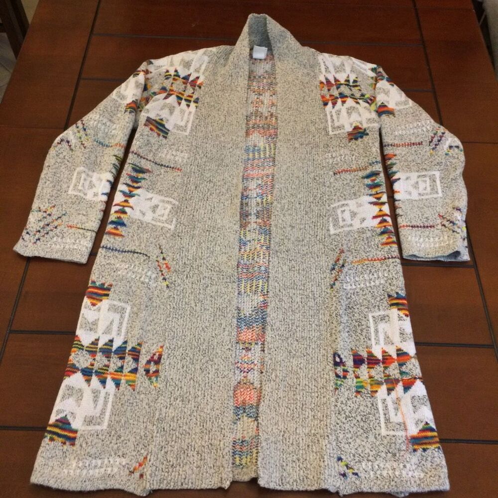 Anthropologie Northern Angel long gray geometric cardigan small